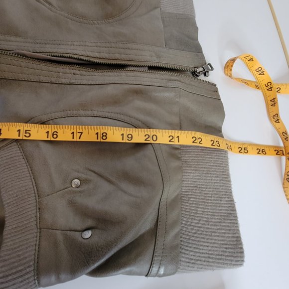 Bernardo Woman's Vegan Leather Motor Cycle/Bomber Style Jacket, Dark Tan, Size M - Picture 9 of 15